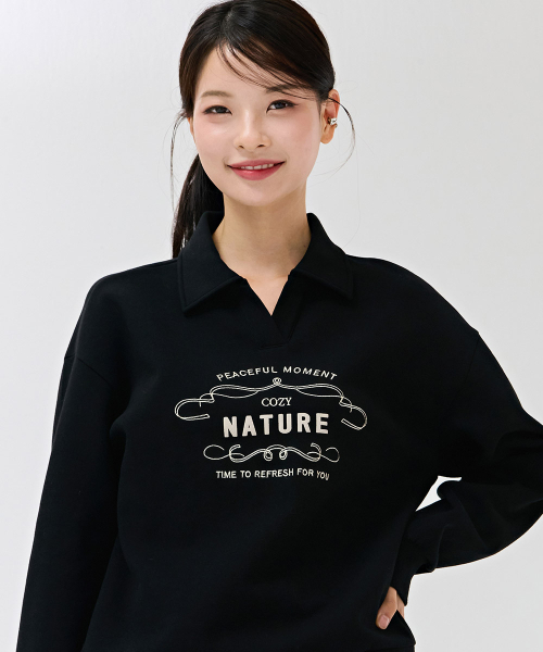 CHASECULT(チェイスカルト)の「レディース オープンカラー スウェットシャツ - ブラック(スウェット・レディース・ブラック・90/85)」の5枚目の写真