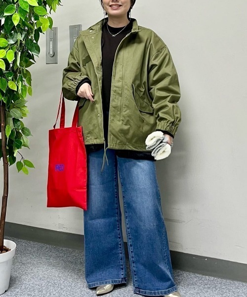 BACK NUMBER(バックナンバー)の「【BACK NUMBER】ライナー付きショートモッズコート (ミリタリー/スタンドカラー/防風/2WAY/キルティング/ドローコード/ボクシーシルエット)(モッズコート・メンズ・キナリ/ブラック/オリーブ・M/XL/L)」の20枚目の写真