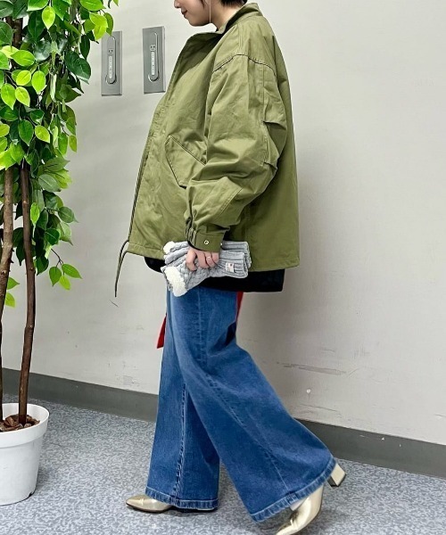 BACK NUMBER(バックナンバー)の「【BACK NUMBER】ライナー付きショートモッズコート (ミリタリー/スタンドカラー/防風/2WAY/キルティング/ドローコード/ボクシーシルエット)(モッズコート・メンズ・キナリ/ブラック/オリーブ・M/XL/L)」の19枚目の写真