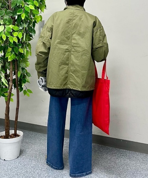 BACK NUMBER(バックナンバー)の「【BACK NUMBER】ライナー付きショートモッズコート (ミリタリー/スタンドカラー/防風/2WAY/キルティング/ドローコード/ボクシーシルエット)(モッズコート・メンズ・キナリ/ブラック/オリーブ・M/XL/L)」の18枚目の写真