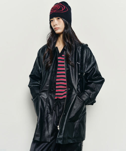 NICK&NICOLE(ニックアンドニコール)の「MIDI HALF LEATHER PADDING JACKET_BLACK(ダウンジャケット/コート・レディース・その他・FREE)」の2枚目の写真