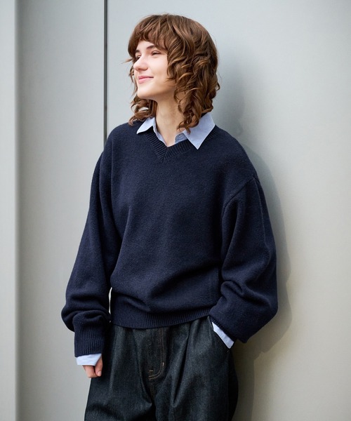 V-NECK WOOL LIKE KNIT / Vネックウールライクニット（ニット/セーター