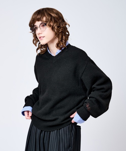 V-NECK WOOL LIKE KNIT / Vネックウールライクニット（ニット/セーター