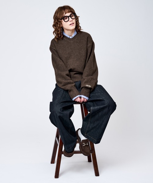 WETTEMPT（ウィテンプト）の「V-NECK WOOL LIKE KNIT / Vネックウールライクニット（ニット/セーター・メンズ・ネイビー/ブラウン/チャコールグレー/ブラック・MEDIUM/SMALL/LARGE）」の17枚目の写真