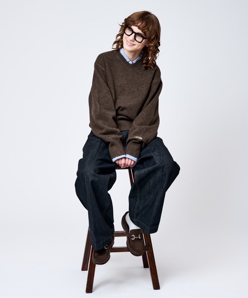 WETTEMPT（ウィテンプト）の「V-NECK WOOL LIKE KNIT / Vネックウールライクニット（ニット/セーター・メンズ・ネイビー/ブラウン/チャコールグレー/ブラック・MEDIUM/SMALL/LARGE）」の18枚目の写真