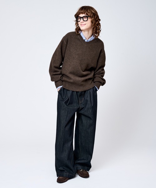 WETTEMPT（ウィテンプト）の「V-NECK WOOL LIKE KNIT / Vネックウールライクニット（ニット/セーター・メンズ・ネイビー/ブラウン/チャコールグレー/ブラック・MEDIUM/SMALL/LARGE）」の9枚目の写真