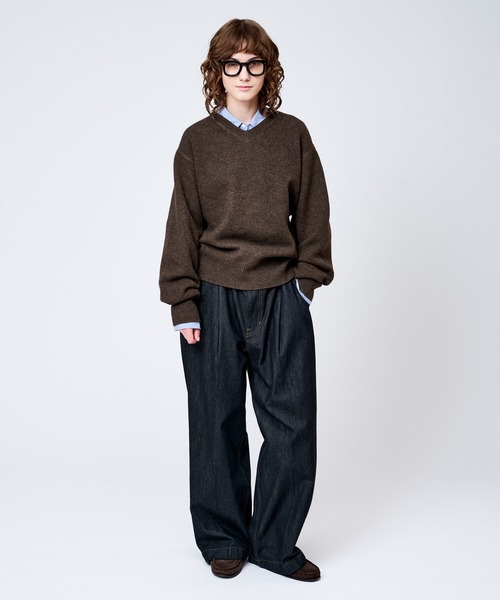 V-NECK WOOL LIKE KNIT / Vネックウールライクニット（ニット/セーター