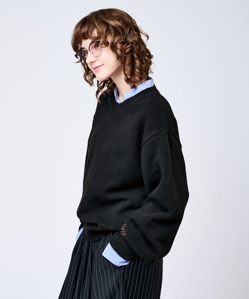 V-NECK WOOL LIKE KNIT / Vネックウールライクニット（ニット/セーター
