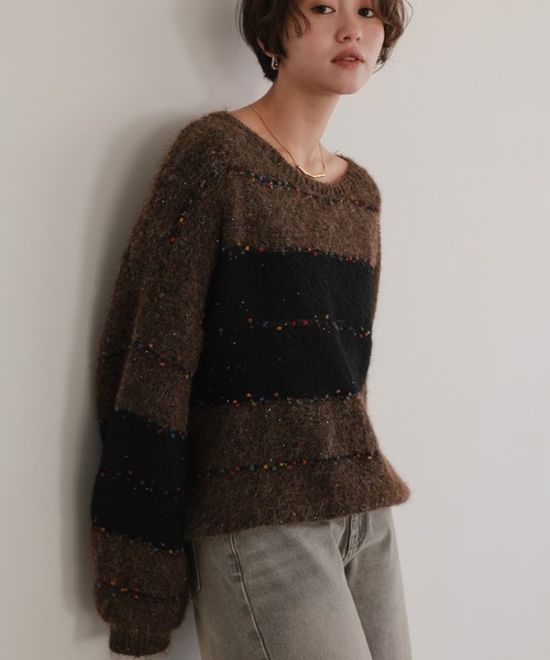 attiree(アティレー)の「シャギー配色 ニットセーター(ニット/セーター・レディース・アイボリー/ブラウン/チャコールグレー・FREE)」の18枚目の写真