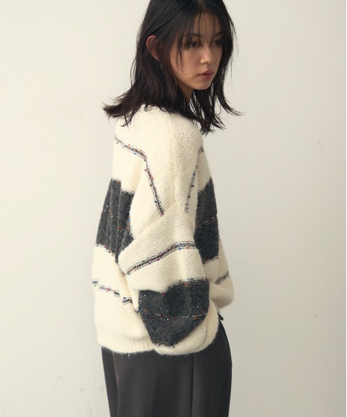 attiree(アティレー)の「シャギー配色 ニットセーター(ニット/セーター・レディース・アイボリー/ブラウン/チャコールグレー・FREE)」の9枚目の写真