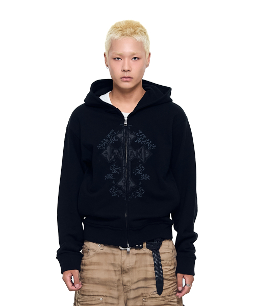 AKM CROS2 Zip-Up Hoodie (Black)（パーカー）｜AAKAM（アーカム）の