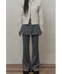 KHAKIPOINT（カーキポイント）の「Skirt Layered Bootcut Pants (gray)（スラックス）」