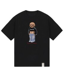 [ユニセックス]クロップドッグストリーバー半袖Tシャツ_ブラック