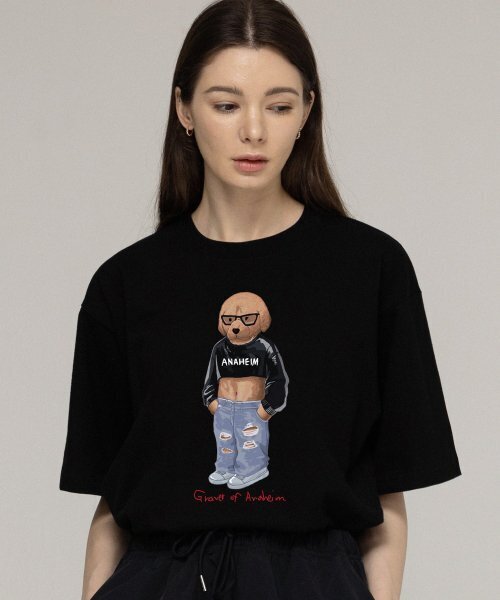 GRAVER（グレーバー）の「[ユニセックス]クロップドッグストリーバー半袖Tシャツ_ブラック（Tシャツ/カットソー・レディース・ブラック・SMALL/MEDIUM/LARGE）」の3枚目の写真