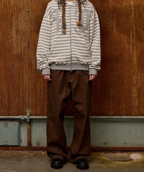 HOODHOOD(フッドフッド)の「【UNISEX】HOODHOOD/アップリケジップパーカー(パーカー・レディース・グレー/その他1・LARGE/MEDIUM)」の3枚目の写真