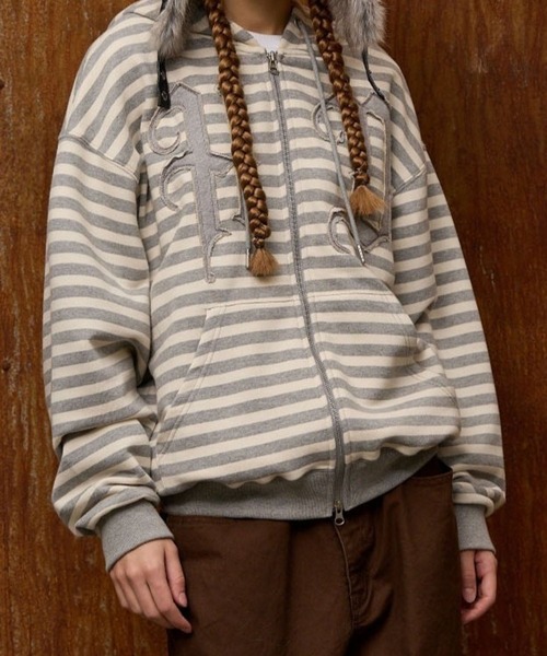 HOODHOOD(フッドフッド)の「【UNISEX】HOODHOOD/アップリケジップパーカー(パーカー・レディース・グレー/その他1・LARGE/MEDIUM)」の6枚目の写真