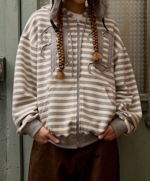 HOODHOOD(フッドフッド)の「【UNISEX】HOODHOOD/アップリケジップパーカー(パーカー・レディース・グレー/その他1・LARGE/MEDIUM)」の7枚目の写真