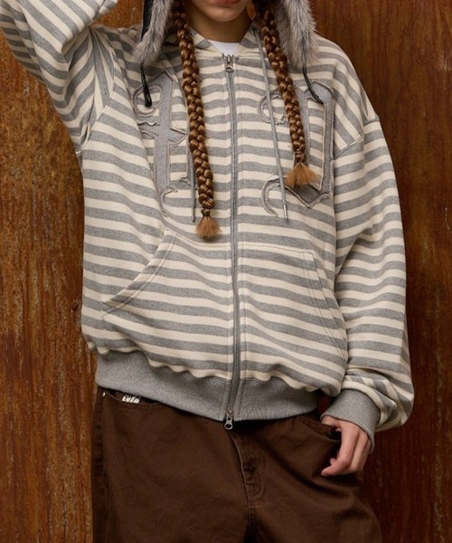 HOODHOOD(フッドフッド)の「【UNISEX】HOODHOOD/アップリケジップパーカー(パーカー・レディース・グレー/その他1・LARGE/MEDIUM)」の8枚目の写真