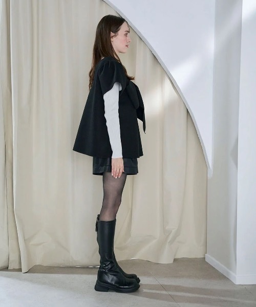 M y u(ミュー)の「BIG RIBBON パフジレTOPS(ベスト・レディース・ブラック/ベージュ・FREE)」の8枚目の写真