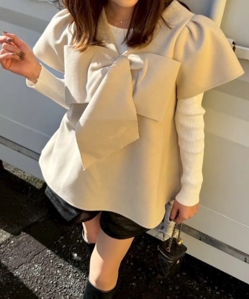 M y u(ミュー)の「BIG RIBBON パフジレTOPS(ベスト・レディース・ブラック/ベージュ・FREE)」の17枚目の写真