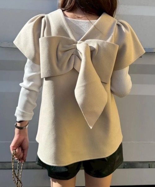 M y u(ミュー)の「BIG RIBBON パフジレTOPS(ベスト・レディース・ブラック/ベージュ・FREE)」の19枚目の写真