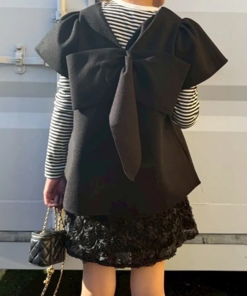 M y u(ミュー)の「BIG RIBBON パフジレTOPS(ベスト・レディース・ブラック/ベージュ・FREE)」の15枚目の写真