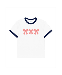 ESCAPEFROM（エスケープフロム）の「Mini Ribbon Trio Print Ringer Short Sleeve T-Shirt Navy（Tシャツ/カットソー）」