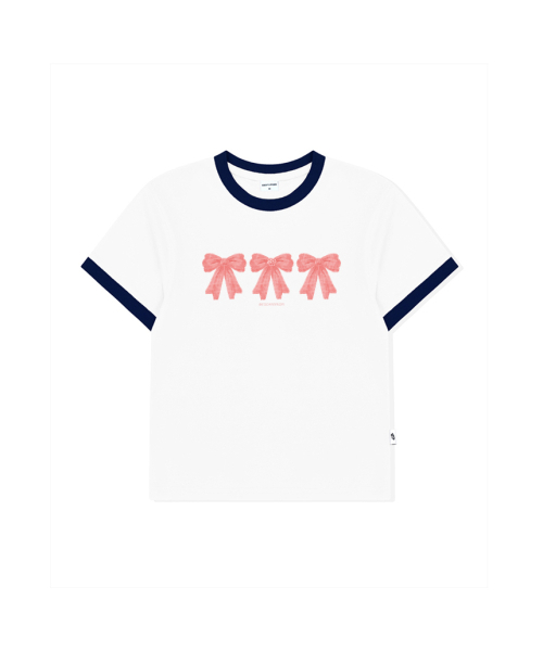 ESCAPEFROM(エスケープフロム)の「ミニリボントリオプリントリンガー半袖ネイビー(Tシャツ/カットソー・レディース・その他・MEDIUM/LARGE)」の1枚目の写真