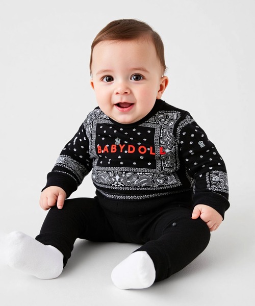 BABYDOLL（ベビードール）の「ペイズリーロンパース 1191B（ロンパース・キッズ・ブルー/ブラック・70cm/80ｃｍ）」の2枚目の写真