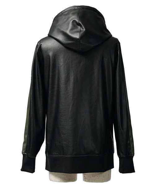 SOMEDIFF(サムディフ)の「【SOMEDIFF】PUレザーフルジップパーカー メンズ ブラック カーキ ダブルジップ 春服 冬服(パーカー・メンズ・ブラック×カーキ/ブラック×ブラック・M/L/XL)」の12枚目の写真
