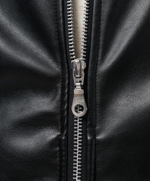 SOMEDIFF(サムディフ)の「【SOMEDIFF】PUレザーフルジップパーカー メンズ ブラック カーキ ダブルジップ 春服 冬服(パーカー・メンズ・ブラック×カーキ/ブラック×ブラック・M/L/XL)」の14枚目の写真