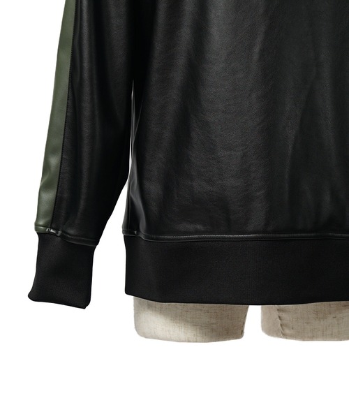SOMEDIFF(サムディフ)の「【SOMEDIFF】PUレザーフルジップパーカー メンズ ブラック カーキ ダブルジップ 春服 冬服(パーカー・メンズ・ブラック×カーキ/ブラック×ブラック・M/L/XL)」の15枚目の写真