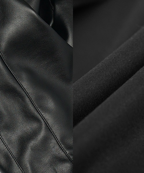 SOMEDIFF(サムディフ)の「【SOMEDIFF】PUレザーフルジップパーカー メンズ ブラック カーキ ダブルジップ 春服 冬服(パーカー・メンズ・ブラック×カーキ/ブラック×ブラック・M/L/XL)」の17枚目の写真