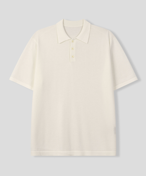 BLACK MOMENT（ブラックモーメント）の「レーヨンブレンドニットポロシャツ[アイボリー]（ニット/セーター・メンズ・アイボリー・MEDIUM/LARGE）」の2枚目の写真