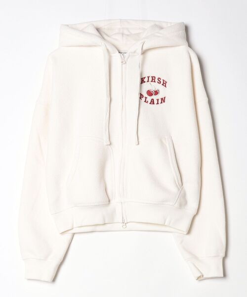 KIRSH（キルシー）の「KIRSH Terry Semi-Crop Hoodie Zip-Up キルシー テリー セミクロップ ジップアップ フーディー（パーカー・レディース・アイボリー/ネイビー・1）」の2枚目の写真
