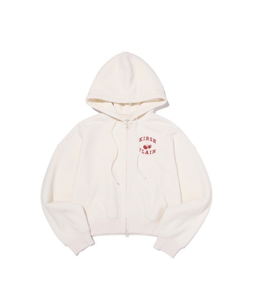 KIRSH（キルシー）の「KIRSH Terry Semi-Crop Hoodie Zip-Up キルシー テリー セミクロップ ジップアップ フーディー（パーカー・レディース・アイボリー/ネイビー・1）」の3枚目の写真