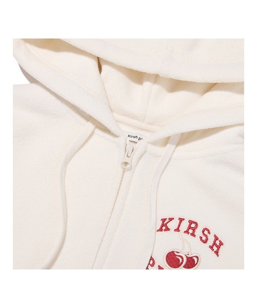 KIRSH（キルシー）の「KIRSH Terry Semi-Crop Hoodie Zip-Up キルシー テリー セミクロップ ジップアップ フーディー（パーカー・レディース・アイボリー/ネイビー・1）」の5枚目の写真