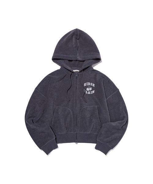 KIRSH（キルシー）の「KIRSH Terry Semi-Crop Hoodie Zip-Up キルシー テリー セミクロップ ジップアップ フーディー（パーカー・レディース・アイボリー/ネイビー・1）」の8枚目の写真