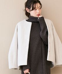 ノーカラーコクーンミドルコート