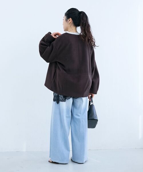 le.coeur blanc（ルクールブラン）の「ノーカラーコクーンミドルコート（ノーカラーコート・レディース・ライトグレー/ベージュ/ブラック/ブラウン・38）」の13枚目の写真