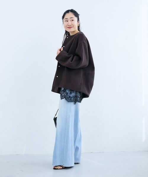 le.coeur blanc（ルクールブラン）の「ノーカラーコクーンミドルコート（ノーカラーコート・レディース・ライトグレー/ベージュ/ブラック/ブラウン・38）」の14枚目の写真