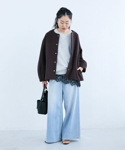 le.coeur blanc（ルクールブラン）の「ノーカラーコクーンミドルコート（ノーカラーコート・レディース・ライトグレー/ベージュ/ブラック/ブラウン・38）」の15枚目の写真