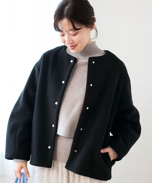 le.coeur blanc（ルクールブラン）の「ノーカラーコクーンミドルコート（ノーカラーコート・レディース・ライトグレー/ベージュ/ブラック/ブラウン・38）」の19枚目の写真