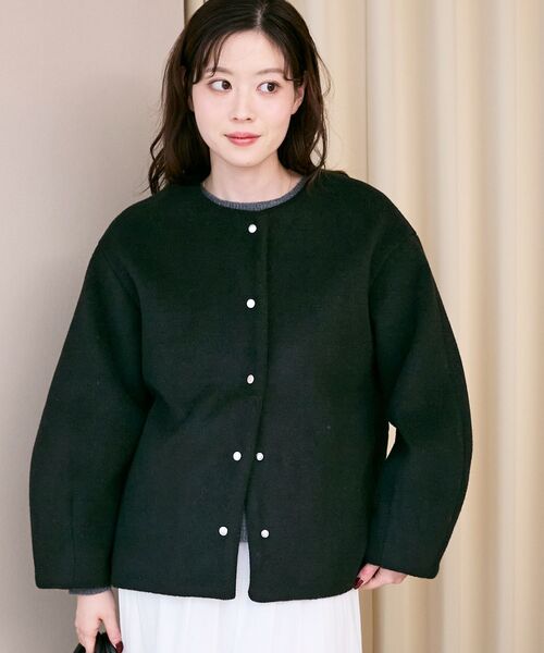 le.coeur blanc（ルクールブラン）の「ノーカラーコクーンミドルコート（ノーカラーコート・レディース・ライトグレー/ベージュ/ブラック/ブラウン・38）」の22枚目の写真