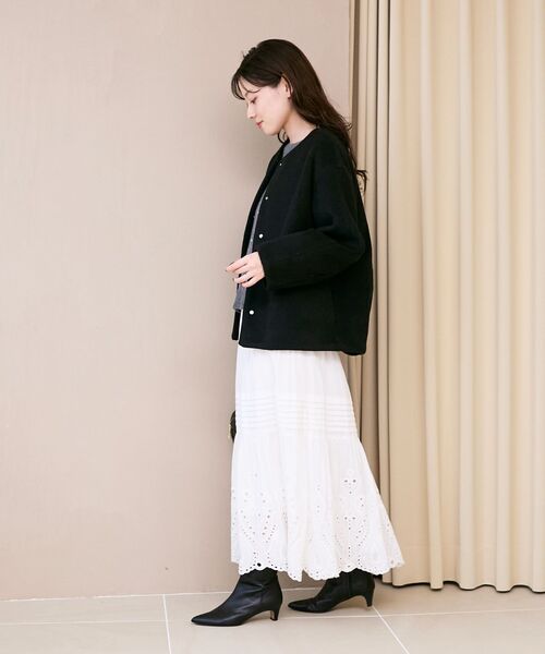 セール】ノーカラーコクーンミドルコート（ノーカラーコート）｜le