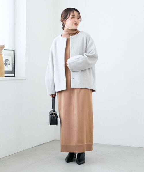 良品　theory luxe コクーンシルエット　ノーカラーコート　ドルマン袖 軽量裏起毛コクーンコート | SLOVNENYA スロヴネンヤ