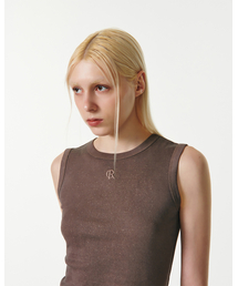 CURRENT（カレント）の「GLITTER ROUND NECK SLEEVELESS TOP [BROWN]（Tシャツ/カットソー）」
