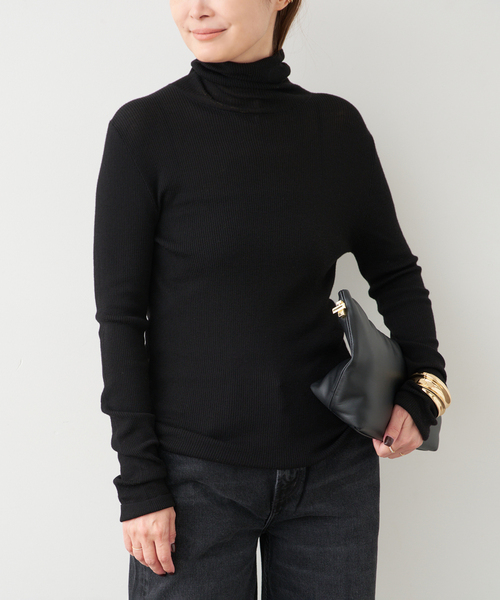 Deuxieme Classe Basic Rib タートルネックプルオーバー セール】*Wool Sheer Rib タートルネック プルオーバー（ニット