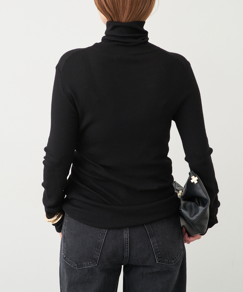 セール】*Wool Sheer Rib タートルネック プルオーバー（ニット