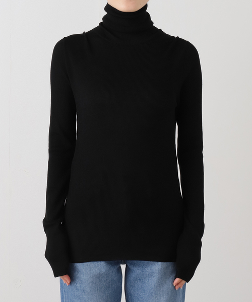 セール】*Wool Sheer Rib タートルネック プルオーバー（ニット